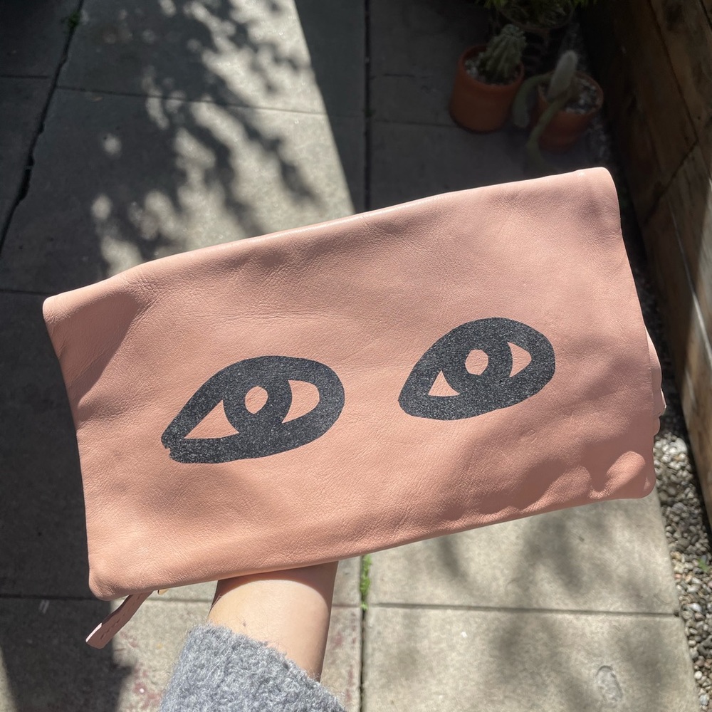 Clare V salmon pink clutch